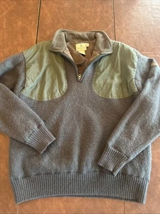 Beretta Wool Sz L Shooting Hunting Green Quarter Zip Sweater Jacket Windstop - Picture 1 of 13