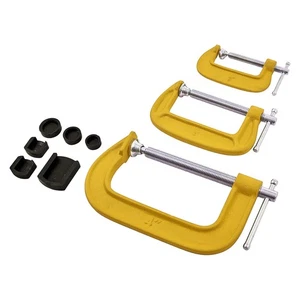 Juego de 3 abrazaderas G de 2" 3" 4" inc. almohadillas de mandíbula blandas 50 mm 75 mm 100 mm abrazaderas G para carpintería - Imagen 1 de 9