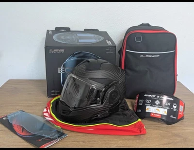 Casco de motocicleta modular de carbono LS2 Advant X sólido mate carbono grande Foto 1 de 4