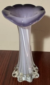 Glass Cases Jack In The Pulpit Purple & White Blown Art Vase 7.75” - Picture 1 of 7