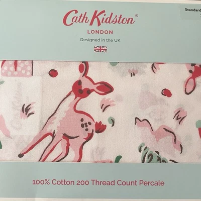 Par de Fronhas Padrão de Algodão Cath Kidston London Natal DITSY DEER PINK - Imagem 1 de 4