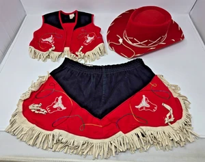 Traje de rodeo vintage de vaquera occidental de las paredes de Texas disfraz NIÑO TALLA PEQUEÑA 4T - Imagen 1 de 9