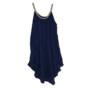 Women's Blue Ruffle/Crinkle Sleeveless Dress Nouveau Monde Size Medium - Picture 1 of 5