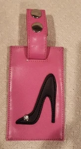 Pink Luggage Tag High Heel Shoe Snap Leather for Suitcase or Backpack - Picture 1 of 4