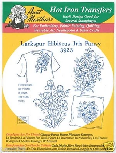Hibiscus Iris Pansy Aunt Martha's Hot Iron Embroidery Transfer #3923 - Picture 1 of 1