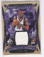 2004-05 UD SP Game Used Amare Stoudemire Authentic Fabrics Jersey Gold 15/100