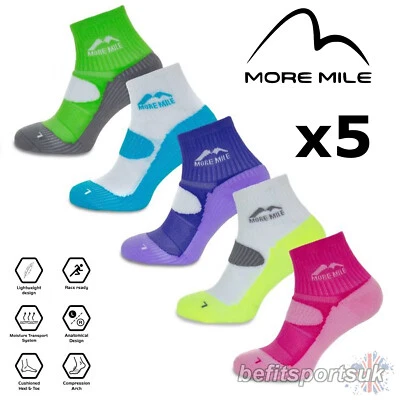 RUNNING SOCKS WOMENS LADIES MORE MILE LONDON HYDROX SPORTS GYM CUSHIONED 5 PAIRS - Image 1 of 4