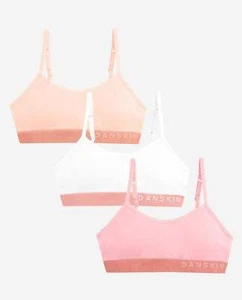 Danskin Peach Puree Multicolor Girls 3-Pack Seamless Bra With Lurex Logo Band - Picture 1 of 5