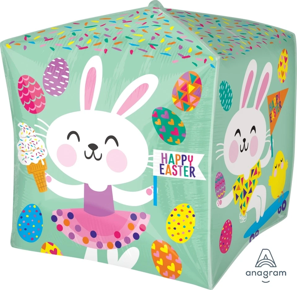 NEW Happy Easter Characters Cubez Foil Balloon 15x15"  36981 - Image 1 of 1
