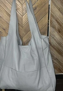 J. Jill Hobo Bag weiches Leder groß grau lässig Doppelgriff Baumwolle gefüttert - Bild 1 von 6