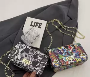 Borsa a tracolla donna colore graffiti designer pochette - Foto 1 di 13