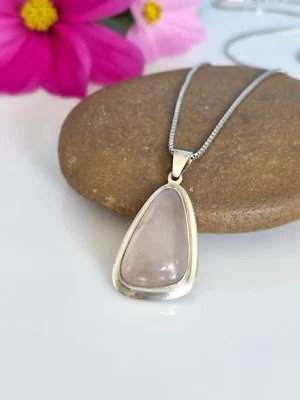 Wunderschöner Anhänger Silber 835. Modernist, Rosenquarz, Kette 835 - Bild 1 von 4