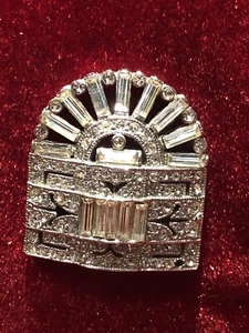 VINTAGE ART DECO Strass/Kristall BROSCHE MIT STRASSSTEINEN. Signiertes KJL Stück. - Bild 1 von 9