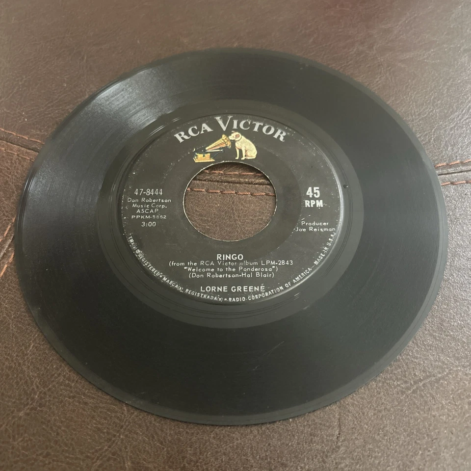 Lorne Greene – Ringo / Bonanza;  RCA Victor # 47-8444 ~ 1964 ~ Mono:  EX Foto 1 de 2