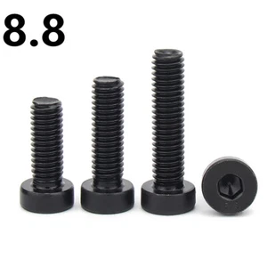 Schwarze 8,8 Stahl Zylinderschrauben mit Innensechskant und niedrigem Kopf M3 M4 M5 M6 M8-M16 - Bild 1 von 12