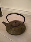 Vintage Asian Cast Iron Japanese Chinese Tetsubin Teapot Tea Kettle - Green