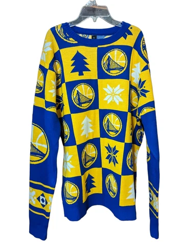 NWT Golden State Warriors Patches NBA Sweater Size XL Forever Collectibles Cover