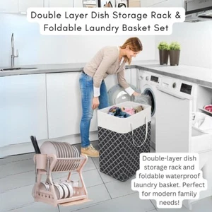 Double Layer Kitchen Dishes Storage Drain Rack & Storage Basket Pack(Bulk 3Sets) - Picture 1 of 8