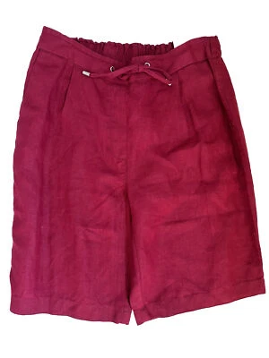 Pantalones Cortos Chicos Mujer 00 Talla 2 Rojo Borgoña Lino Corbata Frontal Calce Clásico Foto 1 de 4