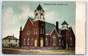 Postcard KS Plainville Methodist Church Vtg View I6 - Picture 1 of 2