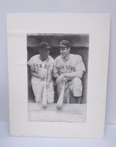 Alen Friedlander 16 × 20 blk & white sketch Ted Williams & Joe DiMaggio Baseball - Bild 1 von 9