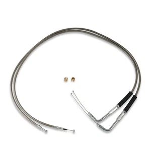 42" Stainless Steel Throttle and Idle Cable Set for Harley Davidson - Picture 1 of 6