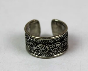 Anello Tribale Tibetano Regolabile Polsino di Peltro Retro Fatto a Mano Nepal FairTrade - Foto 1 di 2