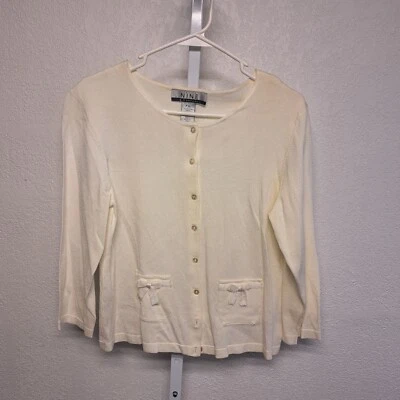 Vtg Nine & Company Cardigan Sweater Womens PXL Petite Ivory Long Sleeve Button  Foto 1 de 4