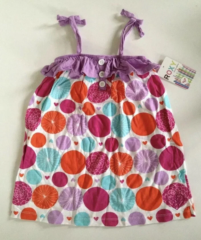 NUEVO CON ETIQUETAS VESTIDO SOLERO ROXY Niña TEENIE WAHINE Lunares CORREAS TALLA L 6 Foto 1 de 1