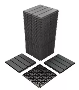 40 sq. ft Plastic Interlocking Deck Tiles 40 Pack Patio Deck Tiles 12"x12" Grey - Picture 1 of 3