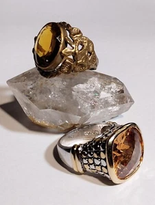 IMPRESIONANTES Anillos de Disfraz Temáticos Medievales; Topacio Citrino Circonita cúbica 6.25 y Dragón de Latón 6.75 - Imagen 1 de 8