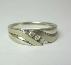 MUY BONITO ANILLO/ANILLO DE BODA PARA HOMBRE ORO BLANCO 10K DIAMANTE TALLA 10.25 .09TDW, 6.8G - Imagen 1 de 9