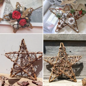 Xmas Star Artificial Wreath Wicker Hanging Rattan Garland Vine Ring Decor NEW - Picture 1 of 16