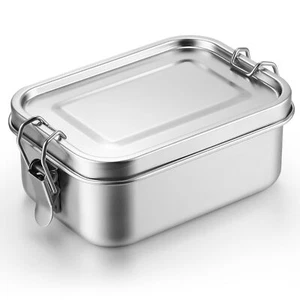 Stainless Steel Bento Box Metal Lunch Box Food Storage Containers Metal Lunch Co - Picture 1 of 8