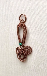 Copper & Malachite Pendant Hand Crafted Wire Wrapped Antiqued necklace jewelry - Picture 1 of 5