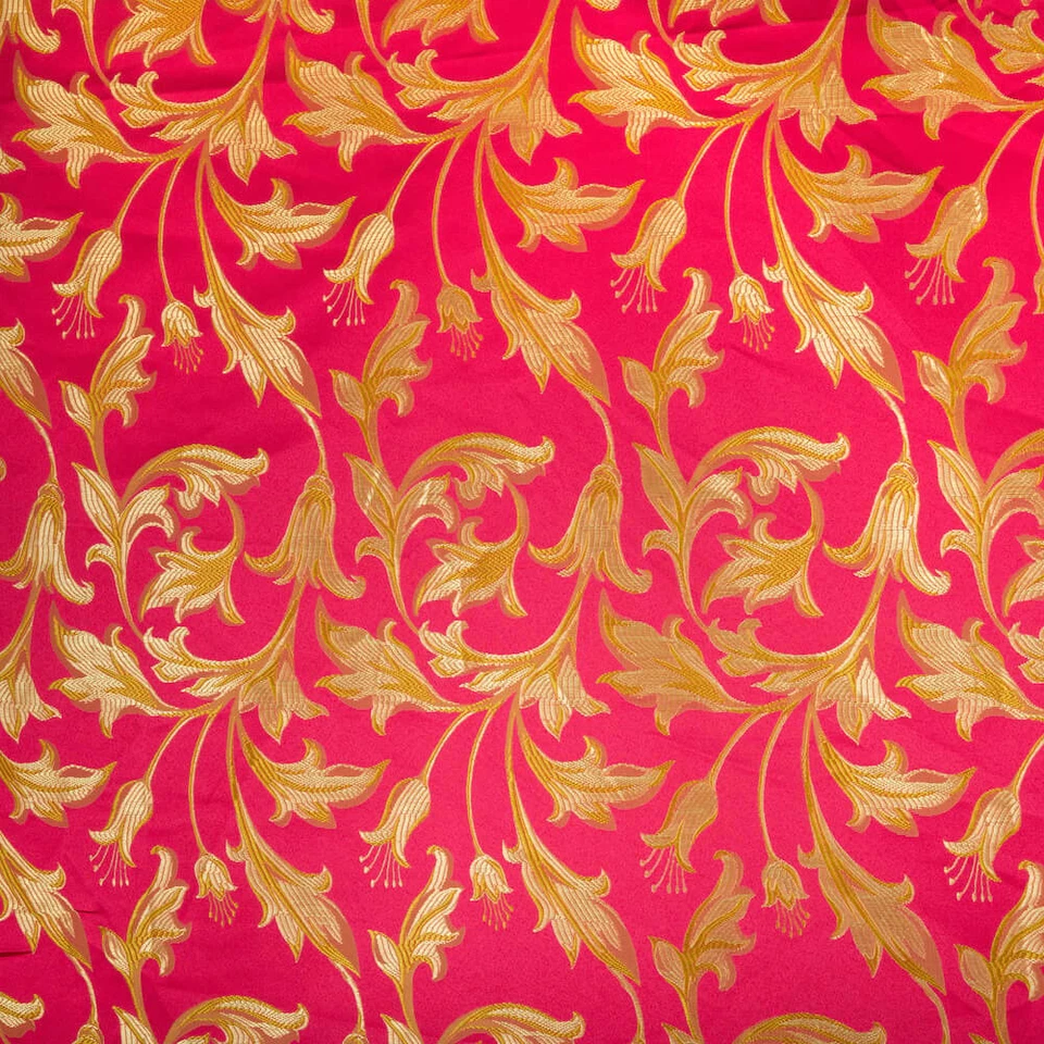 Fuchsia / Gold Damask Jacquard Brocade Fabric 118" Online Sold By the Yard - Image 1 of 1