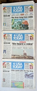 San Francisco 1989 Earthquake 3 Complete USA Today Newspapers Oct. 18, 19, 20, - Picture 1 of 5