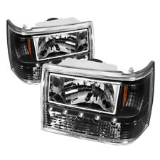 Fit Jeep 93-98 Grand Cherokee Black Replacement LED Headlights + Bumper Corner