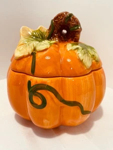 Vintage Pumpkin Royal Norfolk Süßigkeiten/Keksdose 6" mit Deckel Herbst Thanksgiving - Bild 1 von 6