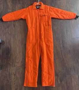 Vintage Made In USA Safety Orange Coveralls Hunting Suit Medium - Picture 1 of 4