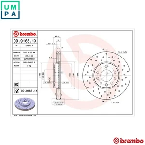 2x BRAKE DISC 09.9165.1X FOR CADILLAC VAUXHALL VECTRA/Mk/II SIGNUM SAAB 1.9L BLS - Picture 1 of 10