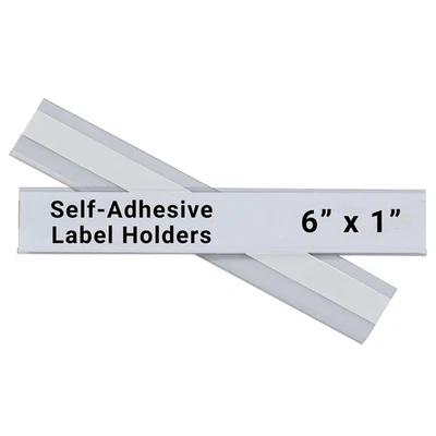 Clear Label Holders 1x6 Inch Removable Plastic for Shelves Drawers Bins Files - Image 1 of 4