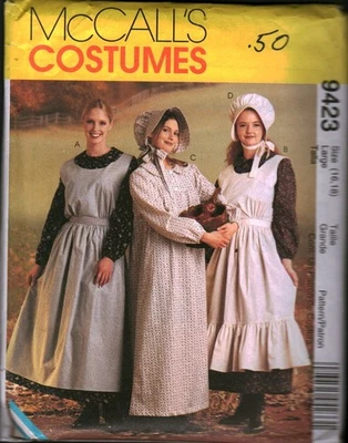 9423 Vintage McCalls Sewing Pattern Misses Costume Prairie Pioneer Dress Bonnet - Image 1 of 2
