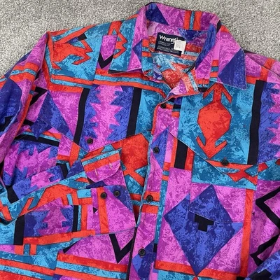 Wrangler Western Shirt Mens 16.5 34 Aztec Southwestern Navajo Cowboy Rodeo USA - Image 1 of 4