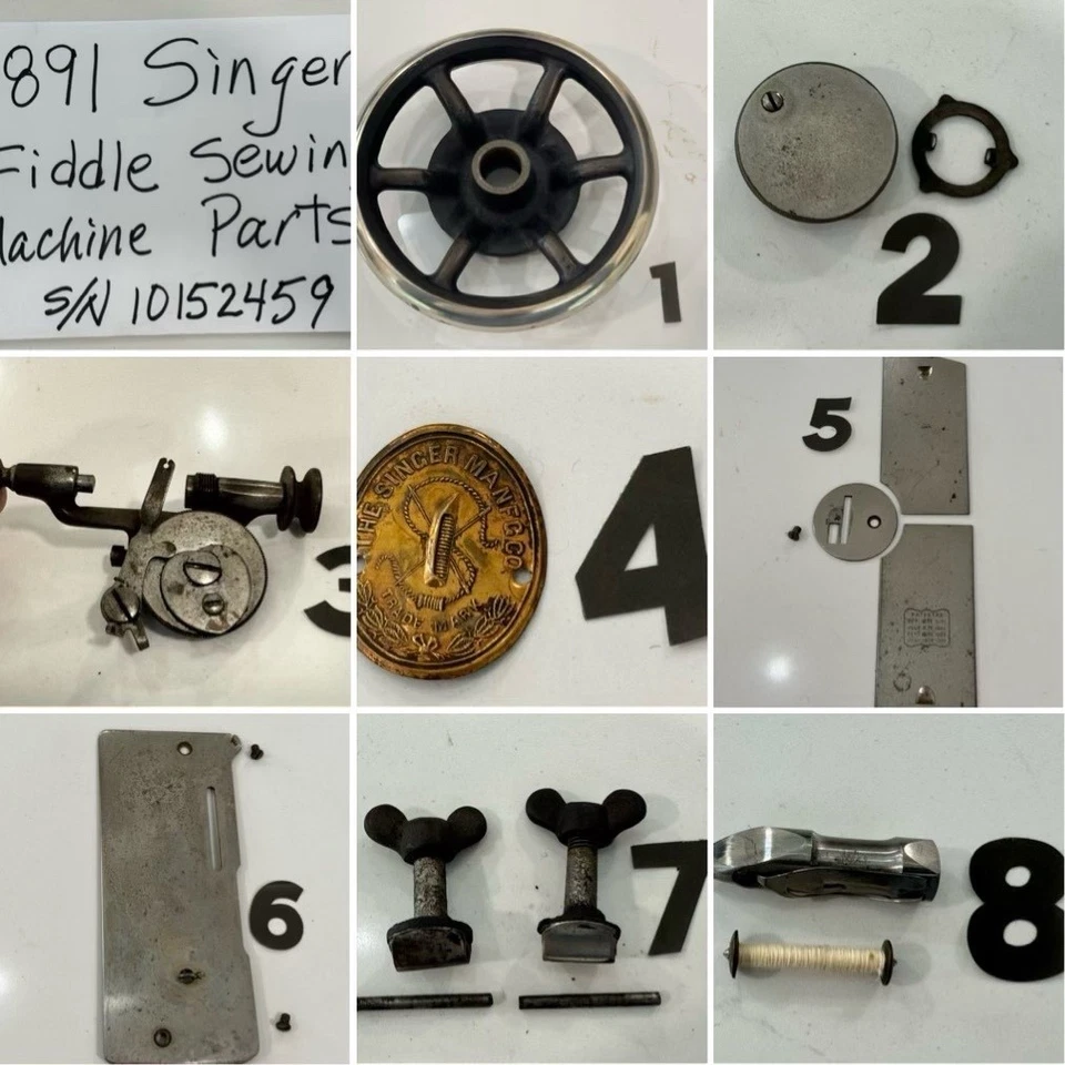 1891 SINGER FIDDLE SEWING MACHINE PARTS - Image 1 of 1