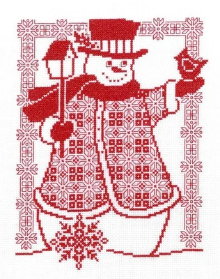 Redwork Snowman  Counted Cross Stitch Pattern By Diane Arthurs #2799 - Image 1 of 2