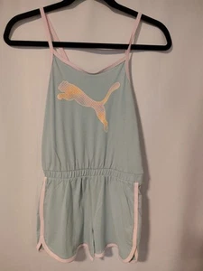 NWT Girl’s Puma Jersey Sleeveless Romper Size M 8/10 Turquoise $30 Orig - Picture 1 of 6