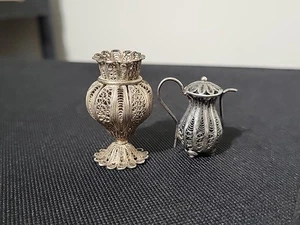 Lote de 15 g de jarras y jarras de filigrana miniatura vintage de plata esterlina para casa de muñecas - Imagen 1 de 24