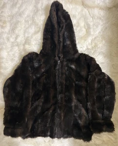 GALLERY Damen Medium KAPUZE Reißverschluss vorne KUNSTFELL sattes dunkelbraunes Bündchen JACKE - Bild 1 von 16