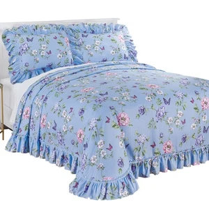 Butterfly Garden Pliss� Ruffled Edge Bedspread - Picture 1 of 2